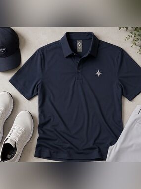 Rhone Navy Performance Polo Shirt Small Athletic Golf Stretch Top Unisex